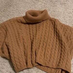 Cozy Cable Knit Turtleneck Sweater - Brown